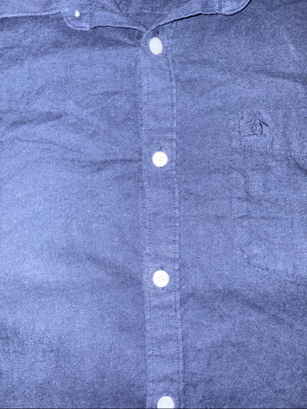 Original Penguin Navy Short-Sleeve Button-Down Shirt | Large - Picture 4 of 4